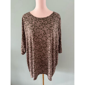 Women's LuLaRoe Irma Tunic Top Size 2XL Olive Green & Pink